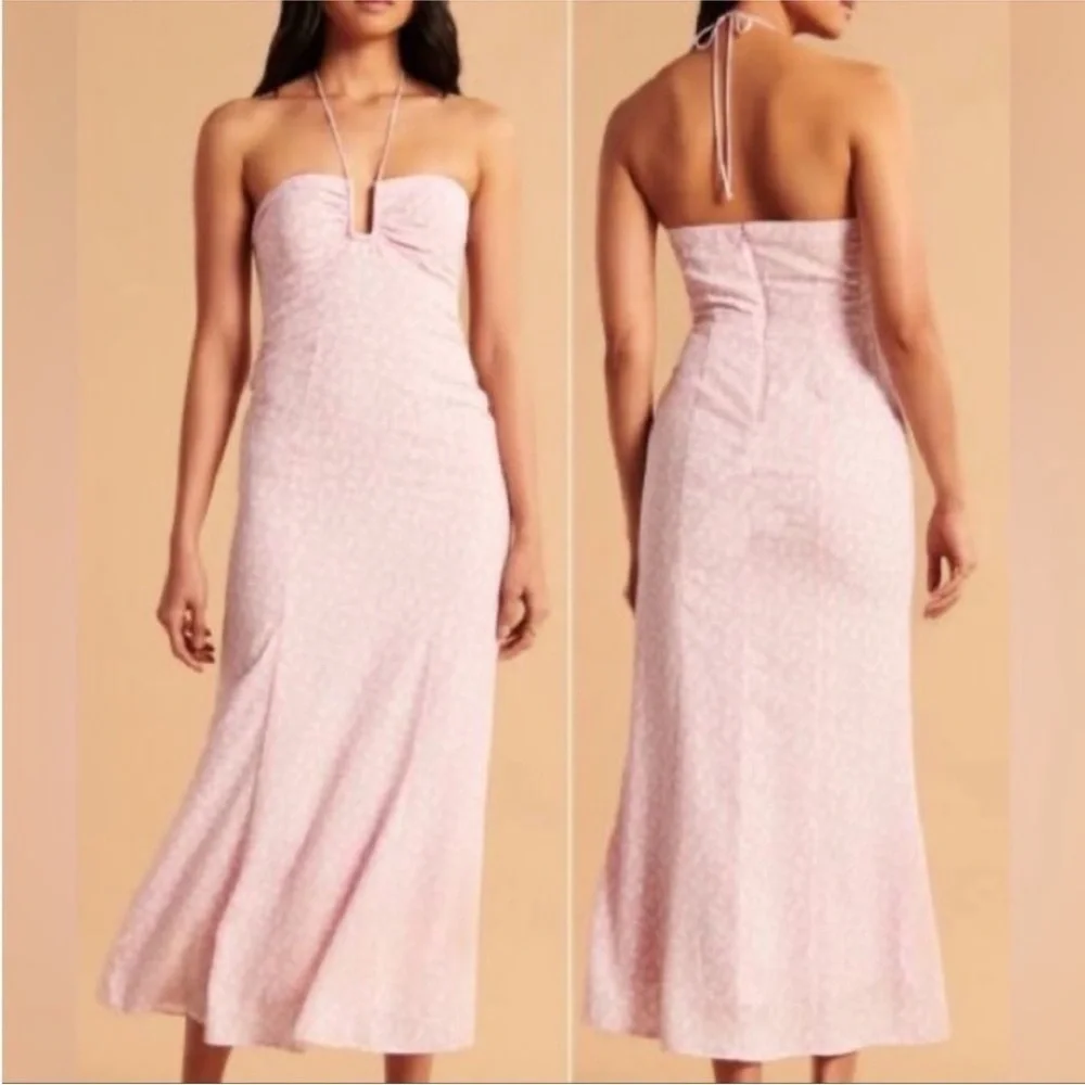 NWT Abercrombie & Fitch Halter Maxi Dress Cornflower Blue XSMALL Tall